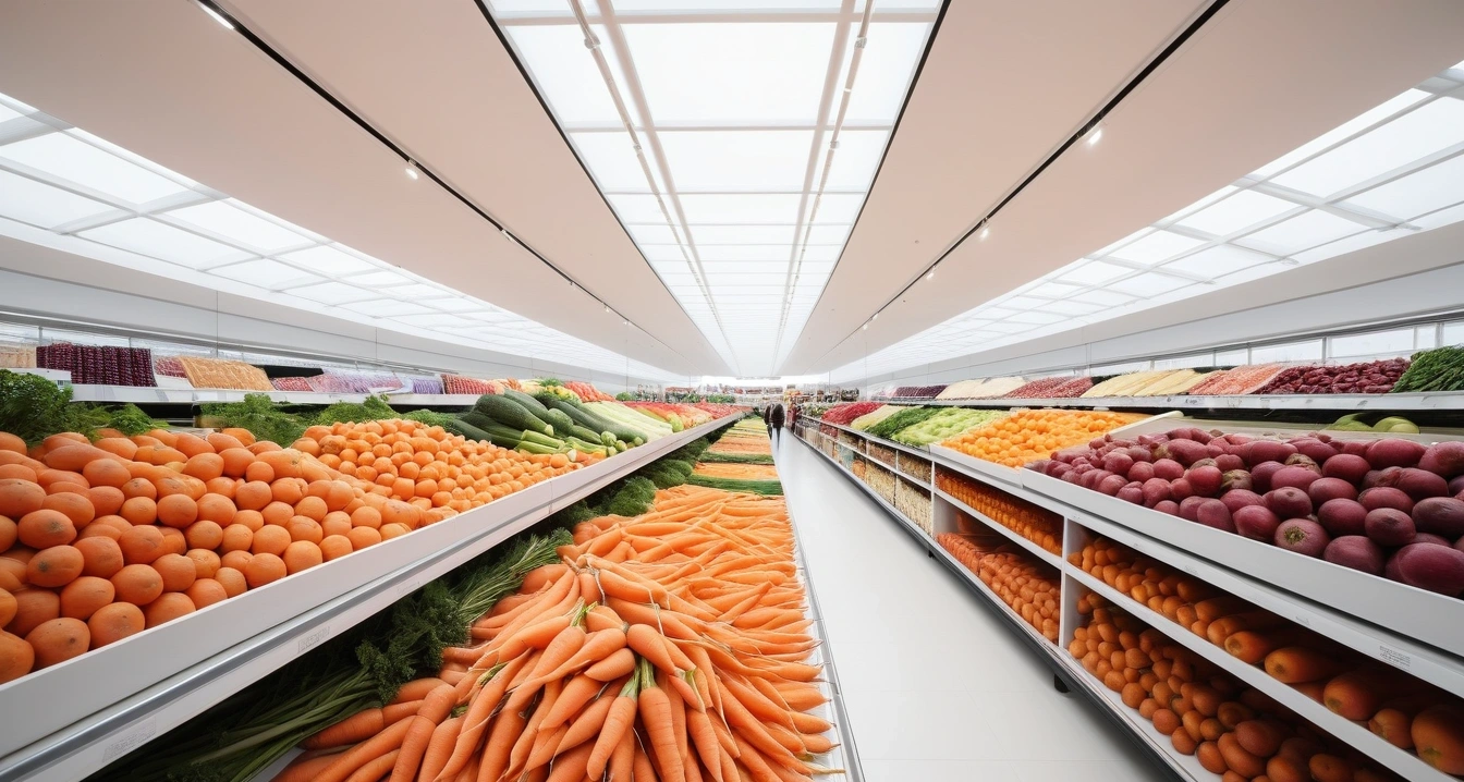 a high end carrot market displayed in a 1