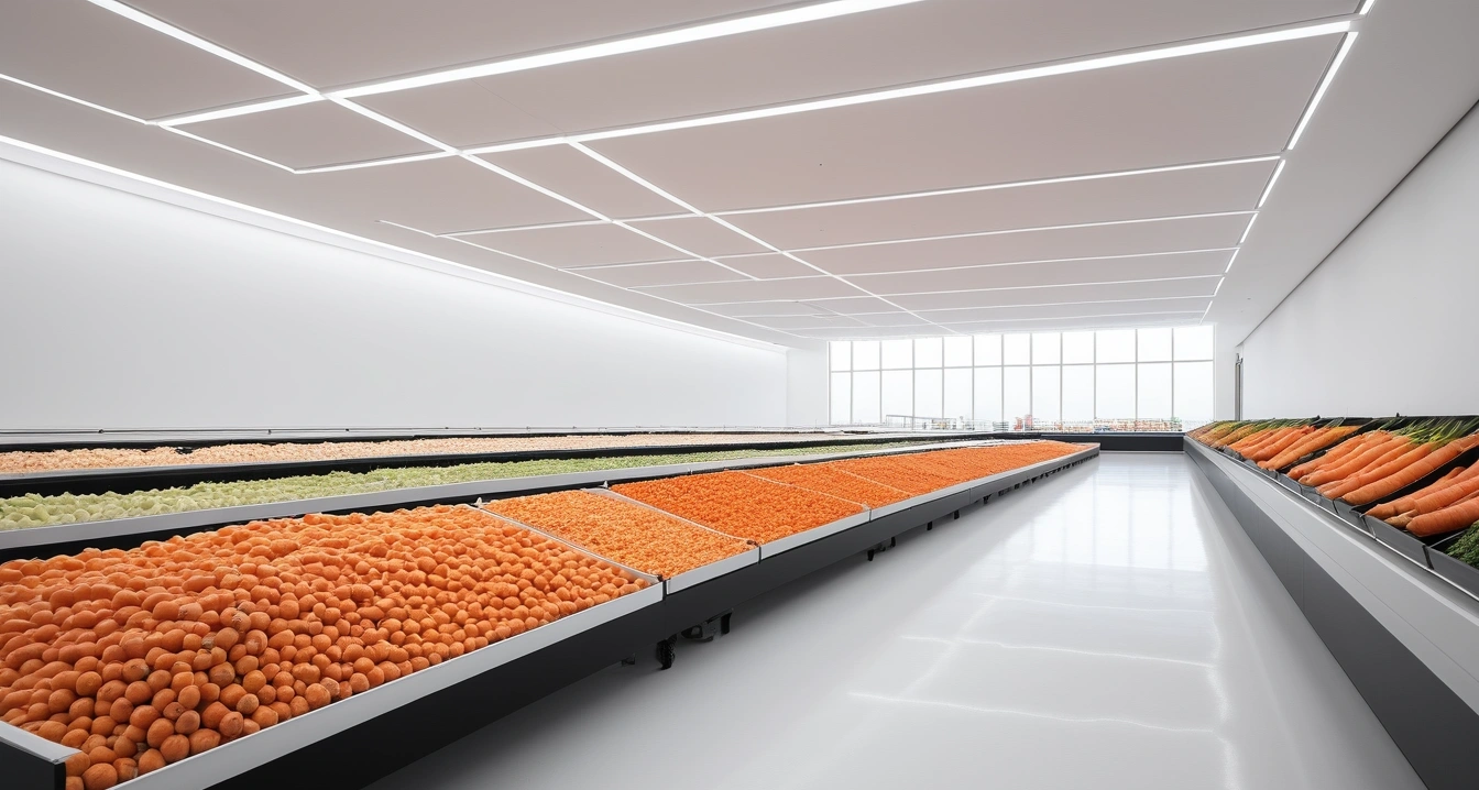 당근마켓 - 당근 비즈프로필 활용 소상공인 거래 시 단골 관리와 불량 손님 차단법 (a high-end Carrot Market displayed in a modern bright showroom, clean minimalist interior, no people)