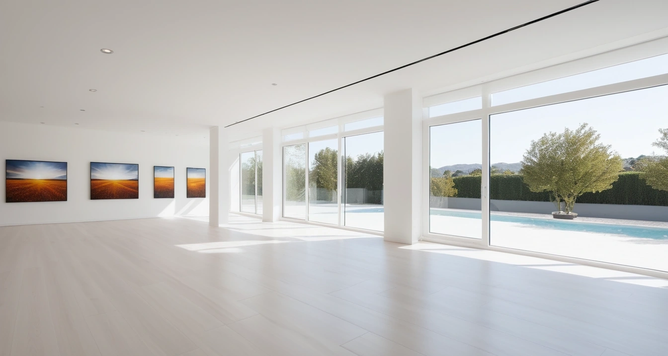 필수 앱 - 건강 관리 필수 앱의 데이터 추적 및 가성비 검증 (a high-end Essential apps displayed in a modern bright showroom, clean minimalist interior, no people)