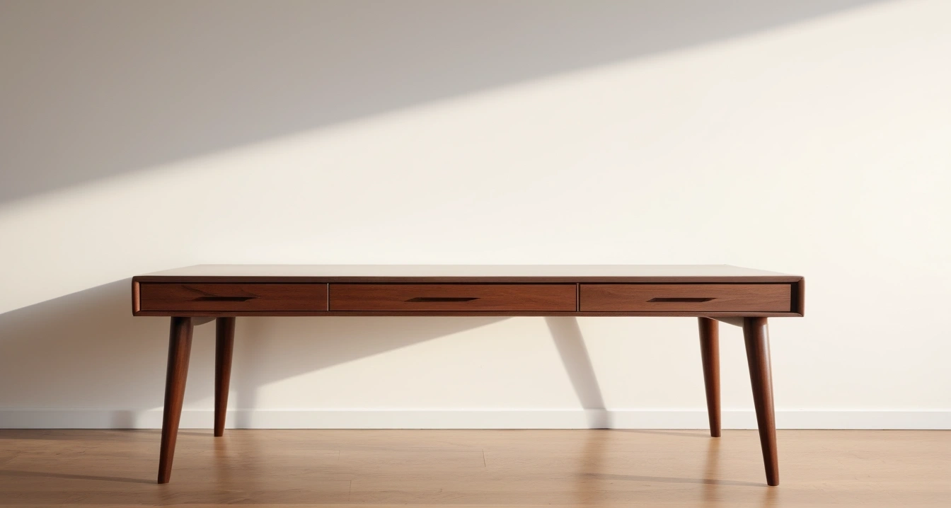 필수 앱 - IT 도구 앱을 활용한 업무 효율성 극대화 분석 (a sleek modern Essential apps on a clean wooden desk, minimalist aesthetic, soft lighting, no people)