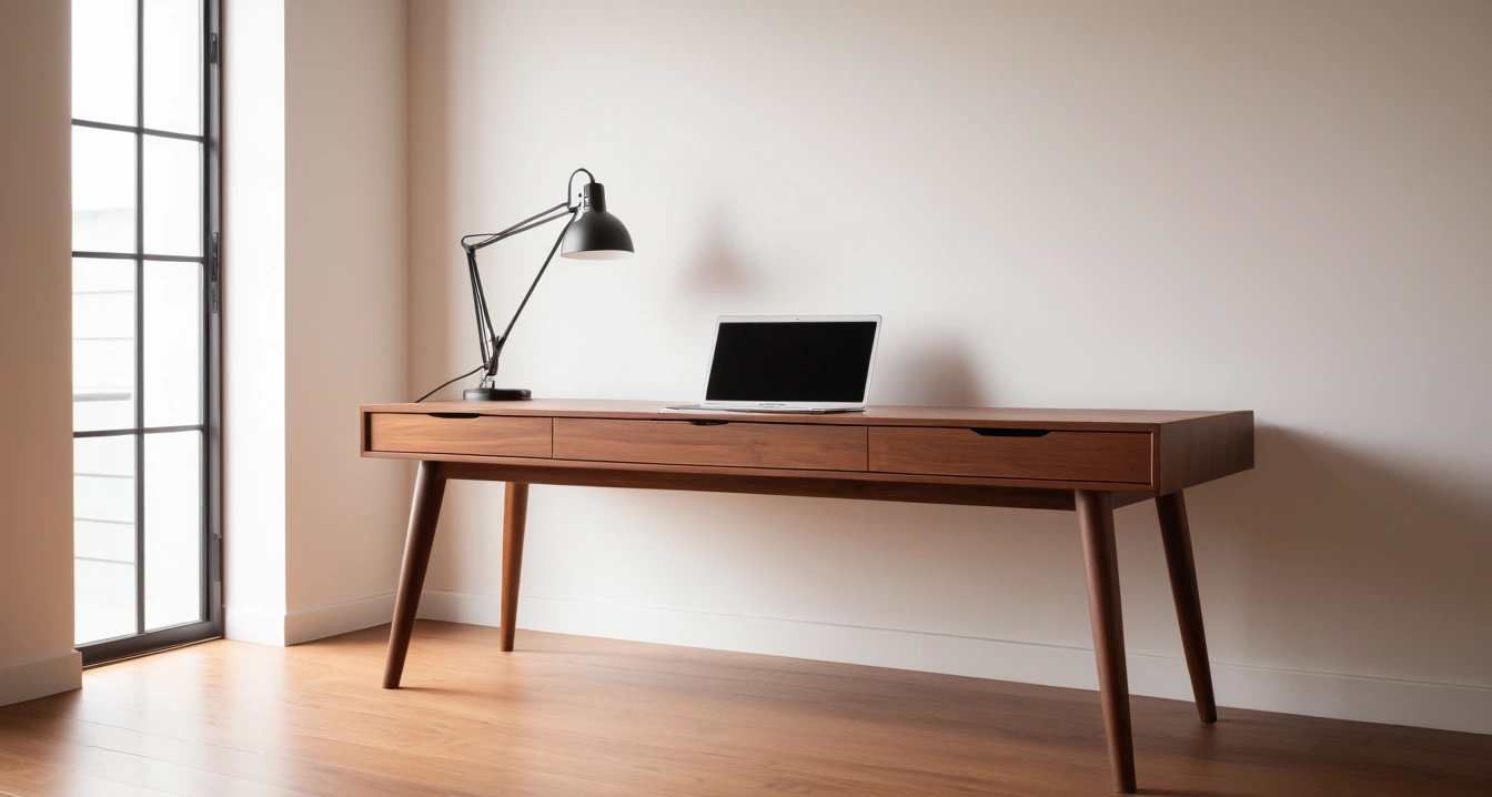 카카오톡 - 카카오톡 오픈채팅의 부계정 활용과 업무용 스마트폰 최적화 (a sleek modern kakaotalk on a clean wooden desk, minimalist aesthetic, soft lighting, no people)