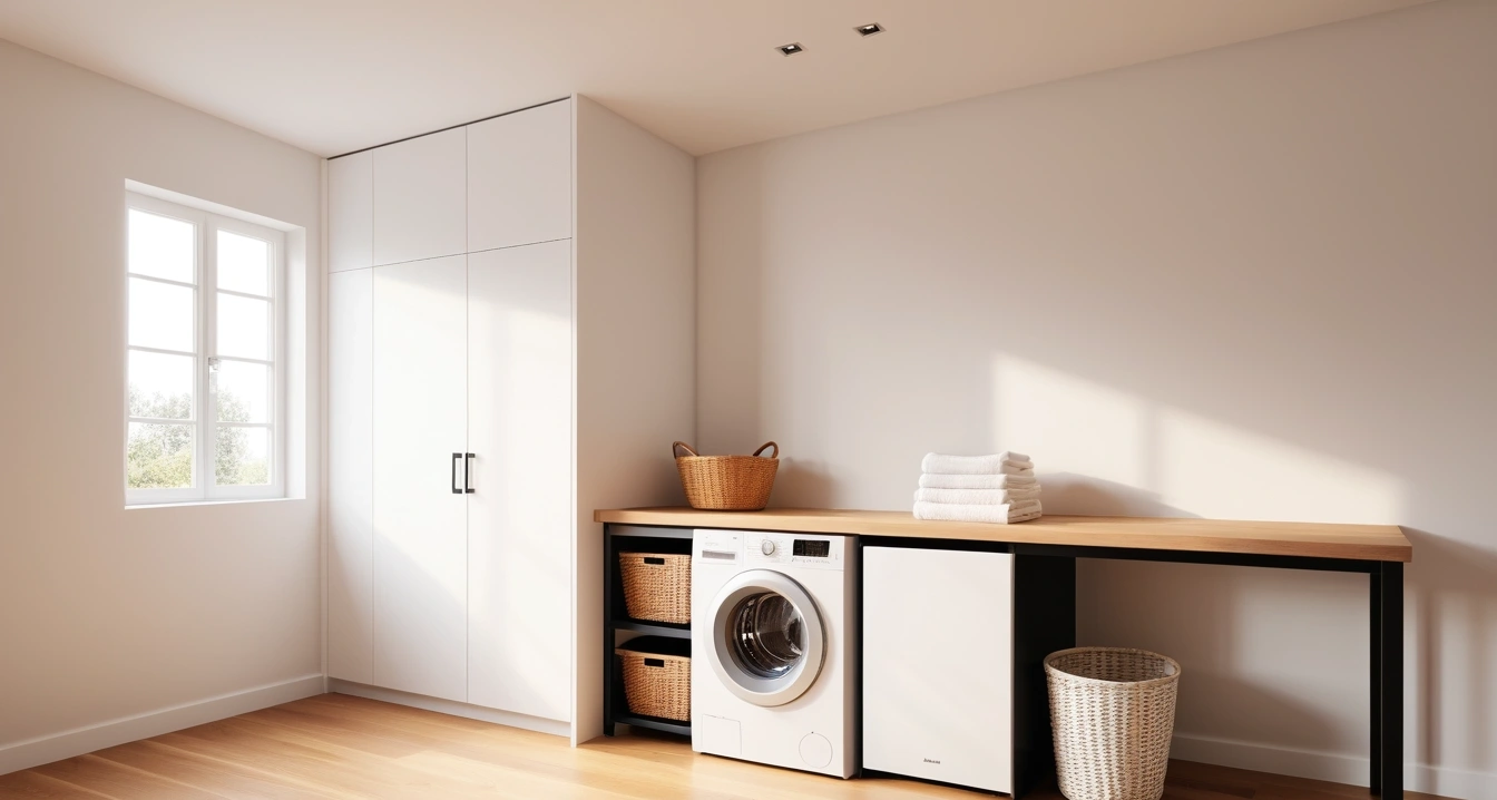 a sleek modern laundry on a clean wooden 1