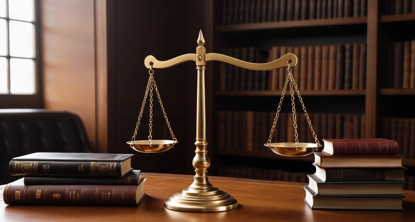 통신비 - 알뜰폰 요금제의 가성비 극대화 전략 (concept of communication cost, a classic brass balance scale of justice next to leather-bound books, no people)