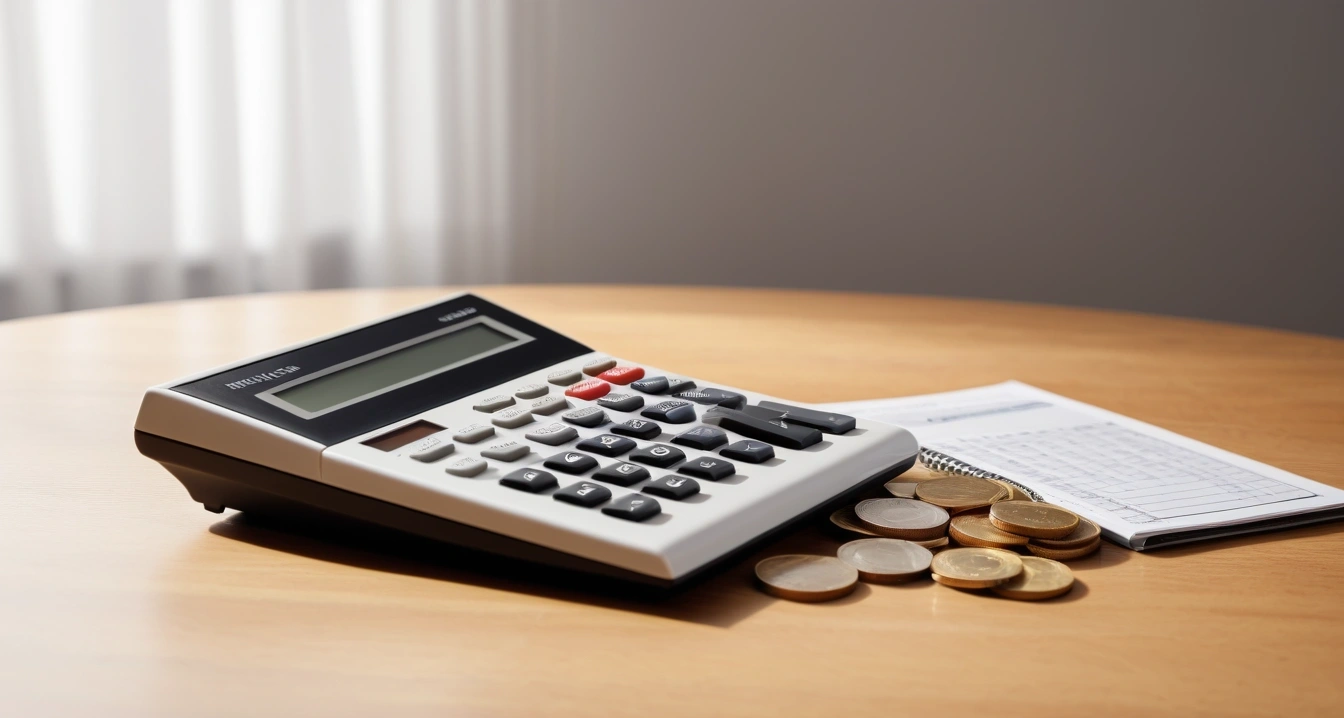 환급금 - 국제 무역 관세 환급금 및 기업형 환급 제도 이해 (concept of refund, a neat arrangement of official forms, a modern calculator, and neat coins, finance aesthetic, no people)