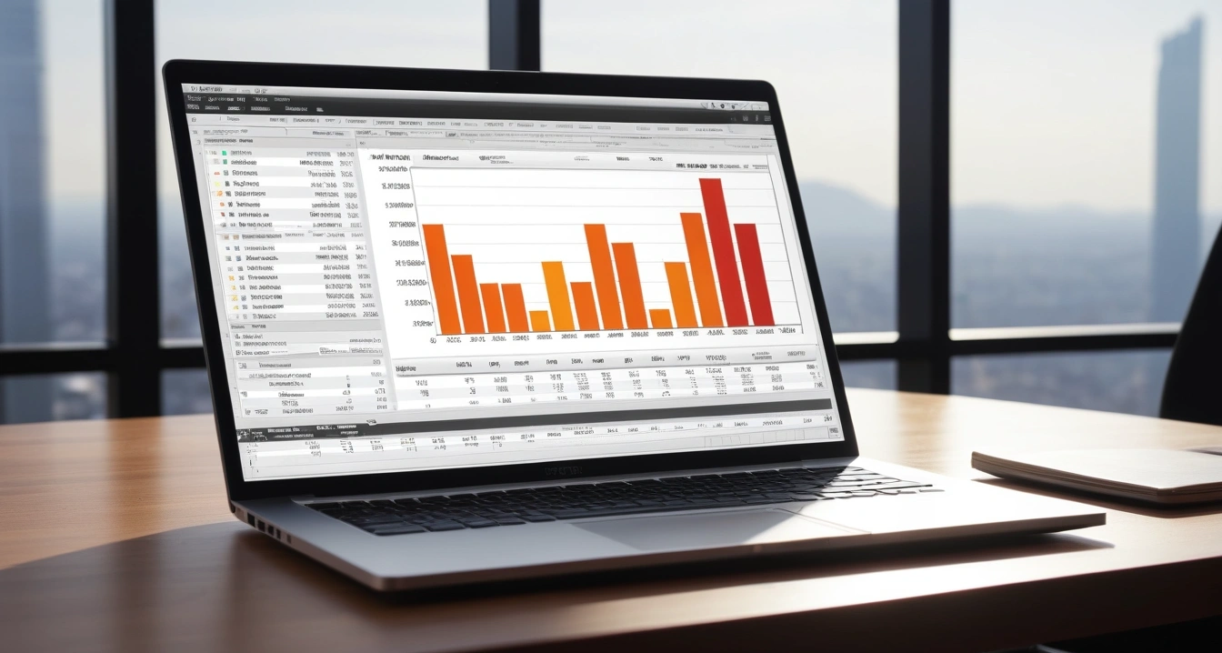 환급금 - 정부24 및 보조금24를 활용한 미수령 정부 환급금 파악 (concept of refund, a sleek modern office desk, a glowing laptop screen displaying financial charts, no people)