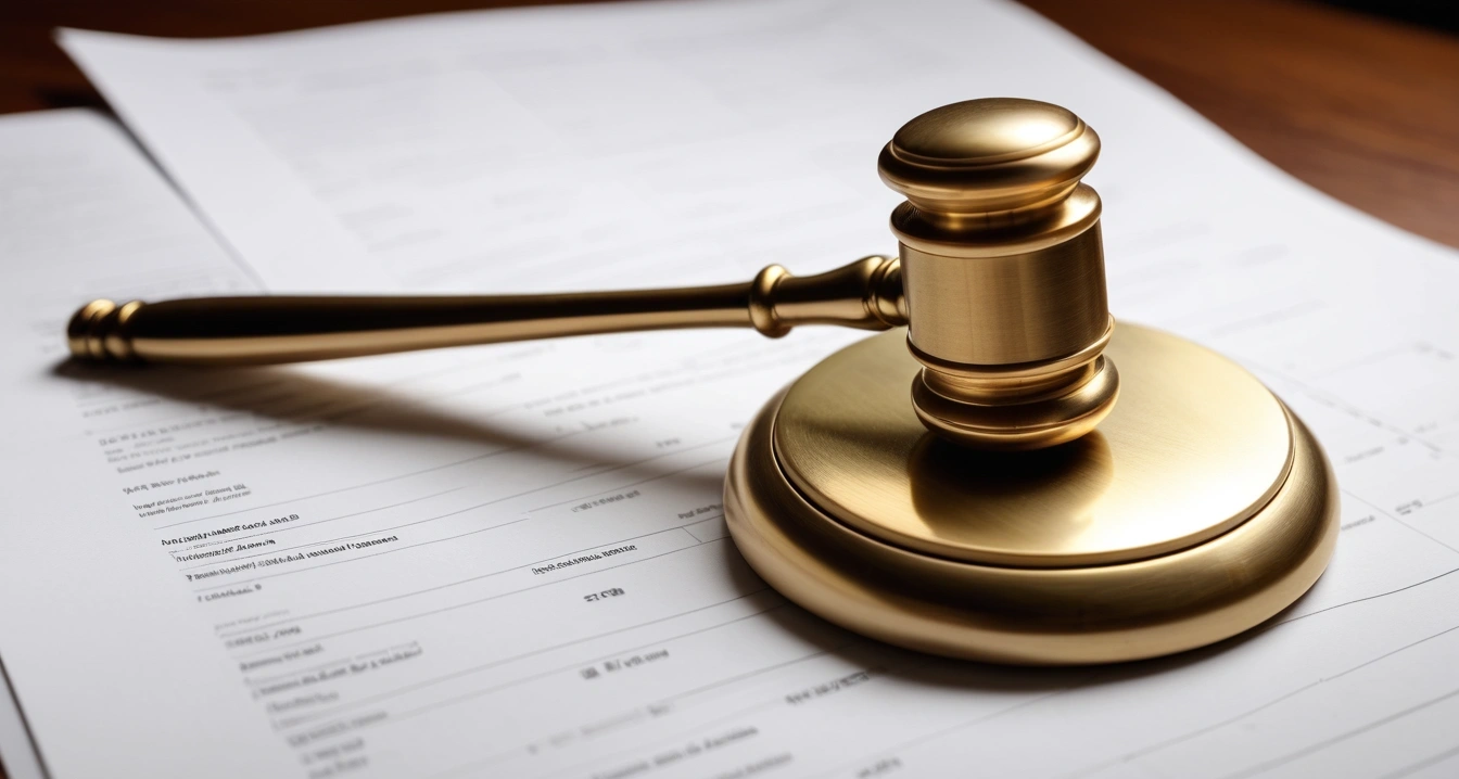 절약 - 물 절약 캠페인과 수도 광열비 관리 (concept of saving, close-up of a classic brass legal gavel resting on official documents, professional lighting, no people)